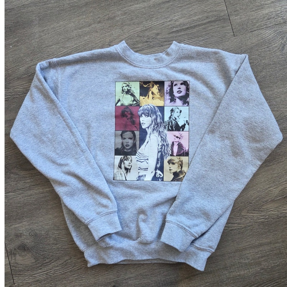 Gildan Taylor Swift Eras Tour Youth Large Gray Double Sided Graphic Pullover